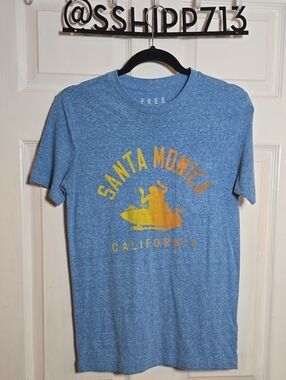 Free State Santa Monica Graphic Tee XS - Blue with Yellow/Orange Print